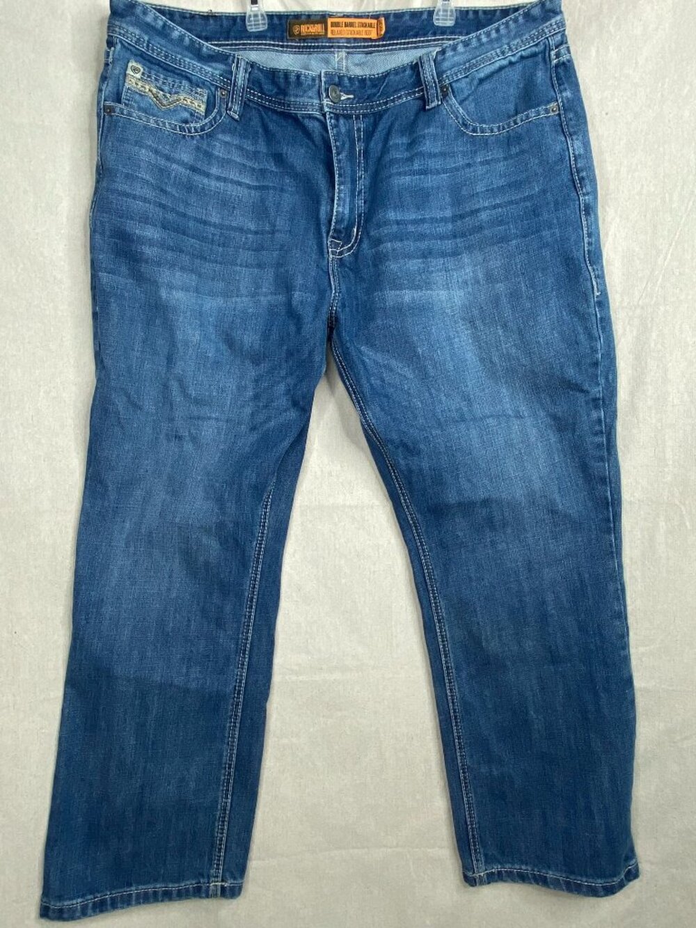 Rock & Roll Denim Double Barrel Boot Cut Jeans Mens 42x30 Relaxed Stackable